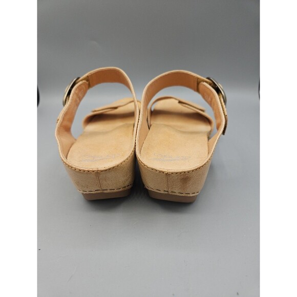 Dansko Tanya Sandals Women Sz 40 10 10.5 Shoes Brown Leather Wedge Heel Slip On - Picture 5 of 10